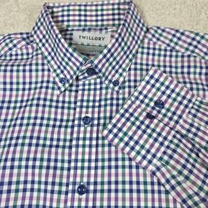 Twillory Men's Checkered Button Down Shirt - Blue, Green, Purple